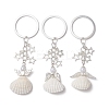 3Pcs 3 Styles Natural Shell Keychains KEYC-JKC00973-1