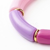 Chunky Curved Tube Beads Stretch Bracelet BJEW-JB06683-06-5