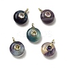 Natural Fluorite Flat Round Pendants G-H318-01G-A-02-1