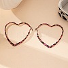 Hollow Heart with Leopard Print Alloy Hoop Earrings LS-EJEW-Z112-01P-1
