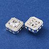 Brass Micro Pave Clear Cubic Zirconia Beads KK-S389-29S-2