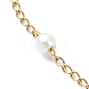 Glass Pearl Beaded Chain Anklet with Curb Chains X-AJEW-AN00542-3