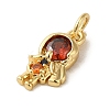 Brass Micro Pave Red Cubic Zirconia Pendants KK-R162-020C-G-2