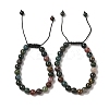 8mm Round Natural Indian Agate  Braided Bead Bracelets BJEW-C067-01B-27-1