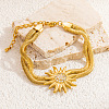 Sunflower 304 Stainless Steel Multi-layer Bracelets BJEW-135-01G-1