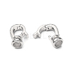 Rack Plating Brass Micro Pave Clear Cubic Zirconia Fold Over Clasps LS-KK-E080-02P-4