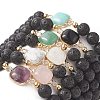 7Pcs 7 Sytle Natural Mixed Gemstone Square & Round Beaded Stretch Bracelets Set for Women BJEW-JB09939-6