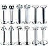 6 Styles Stainless Steel Clear Cubic Zirconia Internally Threaded Labrets WG43458-01-1