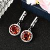 925 Sterling Silver Pave Cubic Zirconia Flat Round Hoop Earrings EJEW-C150-01C-01-1