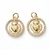 Golden Tone Brass Micro Pave Cubic Zirconia Pendants X-KK-I658-37A-1