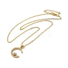 Golden Brass Crescent Moon Pendant Necklace with Rhinestone NJEW-Z015-01D-G-1