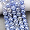 Electroplated Natural Agate Beads Strands G-B191-A07-10mm-16-1