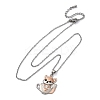 Brass Cute Cup Fox Pendant Cable Chain Necklaces for Women NJEW-C067-03P-4