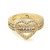 Rack Plating Brass Micro Pave Cubic Zirconia Open Cuff Rings RJEW-K266-08A-G-2
