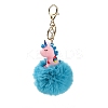 Cute Unicorn PVC & Imitate Rex Rabbit Fur Ball Keychain KEYC-C005-03B-1