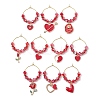 Valentine's Day Alloy Enamel Pendants Wine Glass Charms Sets AJEW-JO00223-1