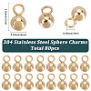 80Pcs 304 Stainless Steel Sphere Charms STAS-SC0010-03G-2