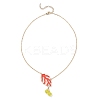 Handmade Glass Seed Beaded Leaf Shape Pendant Brass Cable Chain Necklaces for Women NJEW-MZ00127-02-4