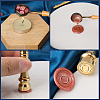 1Pc Golden Tone Brass Wax Seal Stamp Heads with Bamboo Stick Shaped Handles STAM-CP0001-05O-5