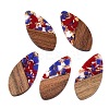 Transparent Resin and Walnut Wood Pendants RESI-T057-05F-1