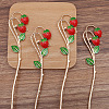 Alloy Enamel Strawberry Hair Sticks OHAR-PW0006-23D-1