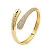 Rack Plating Brass Micro Pave Clear Cubic Zirconia Open Cuff Bangles for Women BJEW-B109-03G-1