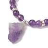 Raw Rough Natural Amethyst Charm Bracelets BJEW-JB10298-04-3