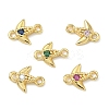 Brass Pave Cubic Zirconia Fish Connector Charms KK-G548-17G-1