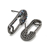 Rack Plating Brass Micro Pave Clear Cubic Zirconia Stud Earring EJEW-C102-03EB-2