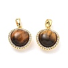 Brass Tiger Eye Round Ball Pendants KK-B129-12G-1