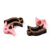 Opaque Resin & Walnut Wood Connector Charms RESI-N039-46F-2