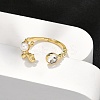 Dolphin Brass Micro Pave Cubic Zirconia Cuff Rings for Women RJEW-K240-10G-2