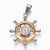 PVD Vacuum Plating 304 Stainless Steel Rhinestone Pendants LS-STAS-F168-33GP-1