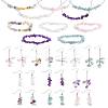 Natural Aquamarine & Amethyst & Quartz Crystal & Rose Quartz & Fluorite Chips Beads Bracelets & Earrings & Necklaces Sets SJEW-FS00008-1