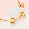 304 Stainless Steel Heart Link Chain Necklaces for Women NJEW-G178-02G-01-3