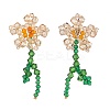 Imitation Austrian Crystal Flower of Life Dangle Stud Earrings X1-EJEW-TA00029-02-3