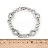 201 Stainless Steel Textured Oval Link Chain Bracelets for Women BJEW-B143-04P-5