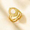 304 Stainless Steel with Natural Shell Cuff Open Rings for Women AL0644-3-1