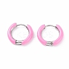Two Tone 304 Stainless Steel Chunky Huggie Hoop Earrings with Enamel for Women EJEW-C043-11-06P-2