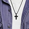 304 Stainless Steel Woven Religion Cross Pendant Necklaces for Men WGB9EFB-01-2