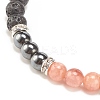 Natural Lava Rock & Gemstone Round Beaded Bracelet for Women BJEW-JB08336-01-4