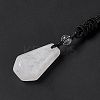 Natural Quartz Crystal Hexagon Pendant Necklace with Nylon Cord NJEW-G094-A07-3