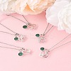 Valentine's Day 304 Stainless Steel & Green Glass Couple Heart Pendant Cable Chain Necklaces for Women NJEW-FS00014-01-4