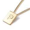 Stainless Steel Initial Letter Rectangle Pendant Necklace for Men Women LS-NJEW-E090-01G-16-1