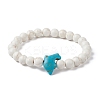Natural Howlite & Synthetic Turquoise Dolphin Beaded Stretch Bracelets BJEW-JB09826-02-1