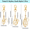 6Pcs 3 Styles Moon Alloy Swivel Lobster Claw Clasps & Brass Cable Chains AJEW-SC0003-98G-2