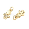 Brass Micro Pave Clear Cubic Zirconia Pendants CU-CBA9AFC-01G-09-2
