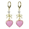 Natural Mixed Gemstone Heart & Bowknot Drop Earrings EJEW-JE05388-2