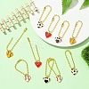 10Pcs 5 Styles Heart with Sports Ball Alloy Enamel Pendant Decoration HJEW-YW00076-5