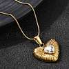 304 Stainless Steel with Clear Glass Heart Pendant Necklaces NJEW-G184-04G-2